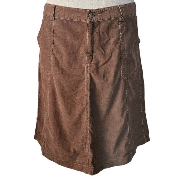 Eddie Bauer Brown Corduroy Knee Length Skirt Size 12 - Picture 1 of 3